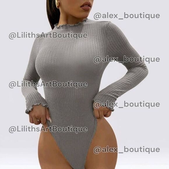 No Brand Tops - Lettice Trim Bodysuit(O009)-Size S for Women
